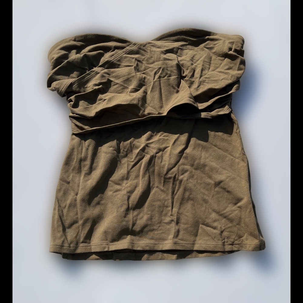 Foldover Army Green Tube Top